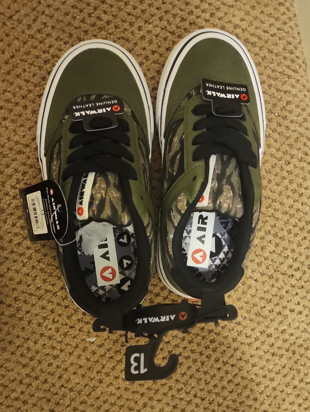 Airwalk Kids Olive Green Canvas Skate Sneakers